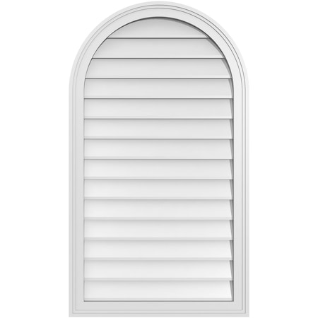 Ekena Millwork Round Top Surface Mount PVC Gable Vent w/ 2"W x 1-1/2"P Brickmould Frame, 24"W x 42"H GVPRT24X4202SN